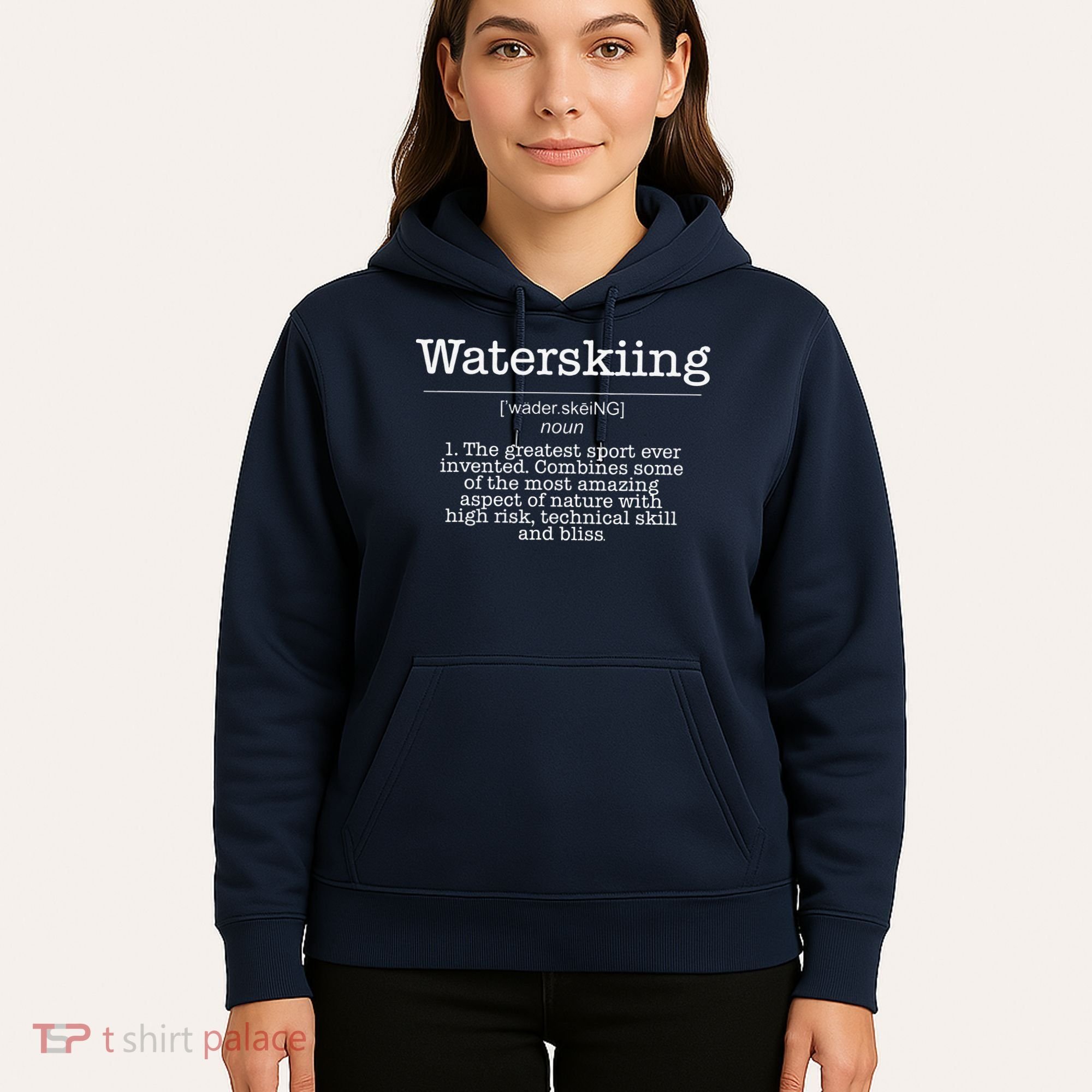 Definition Water Ski Skiing Waterskiing Waves Boat Hoodie