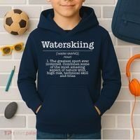 Definition Water Ski Skiing Waterskiing Waves Boat Kids Hoodie thumb 2