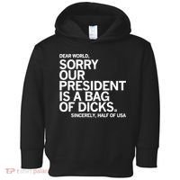 Dear World Sorry Our President Is A Bag Of Dicks Sincerely Toddler Hoodie thumb 0