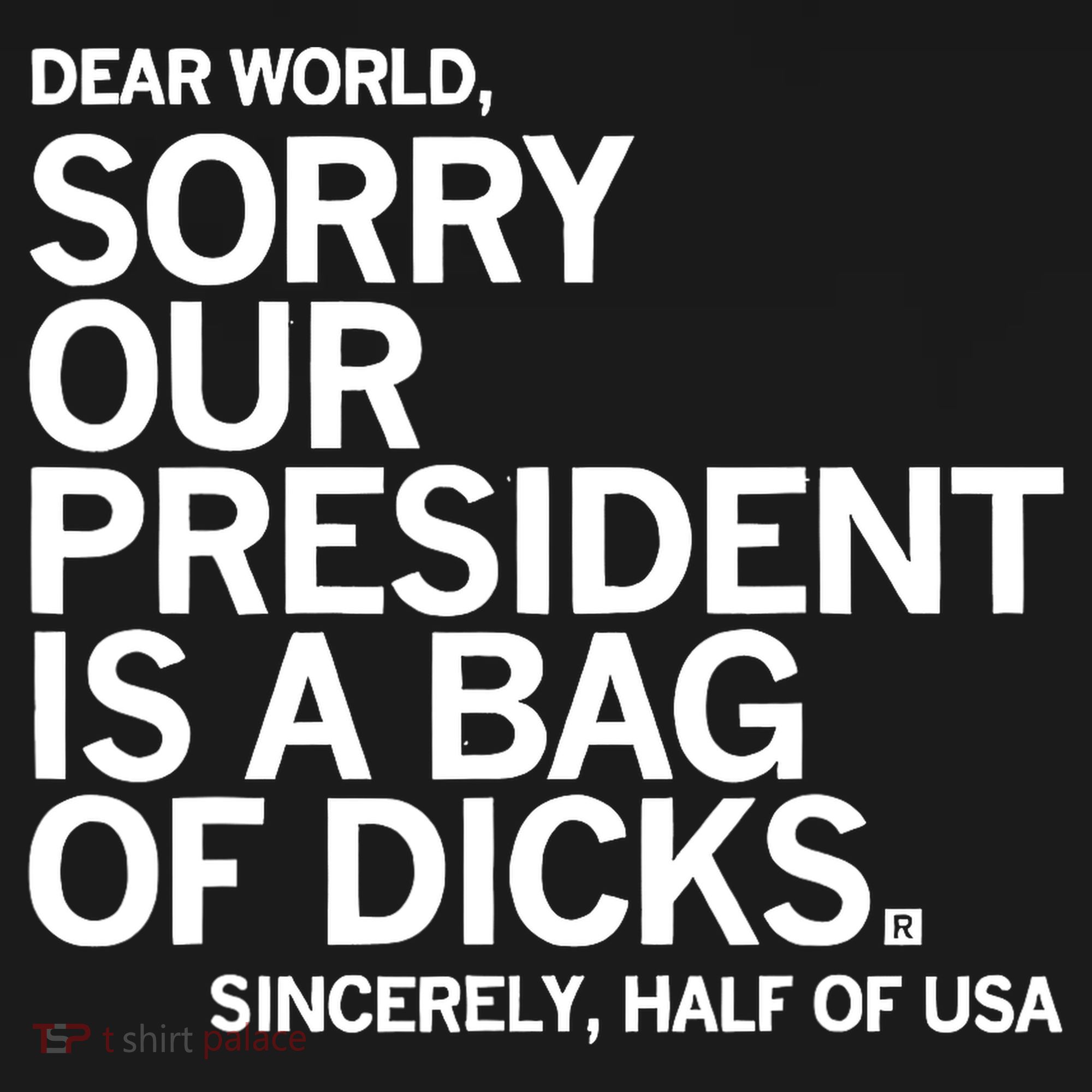 Dear World Sorry Our President Is A Bag Of Dicks Sincerely Visor