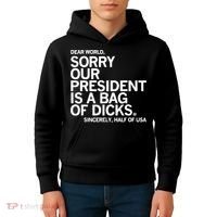 Dear World Sorry Our President Is A Bag Of Dicks Sincerely Kids Hoodie thumb 4