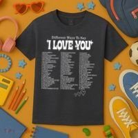 Different Ways To SayI Love You Retro Valentines Day Kids T-Shirt thumb 3
