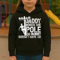 Daddy Works The Pole So Mommy DoesnT Have To Electrician Kids Hoodie thumb 3
