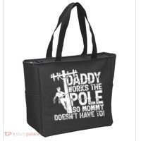 Daddy Works The Pole So Mommy DoesnT Have To Electrician Tote Bag thumb 2