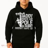 Daddy works the pole so mommy doesn't have to electrician Hoodie thumb 2