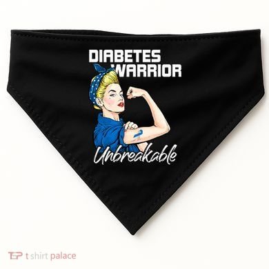 Diabetes Warrior Unbreakable Diabetes Awareness USA-Made Doggie Bandana