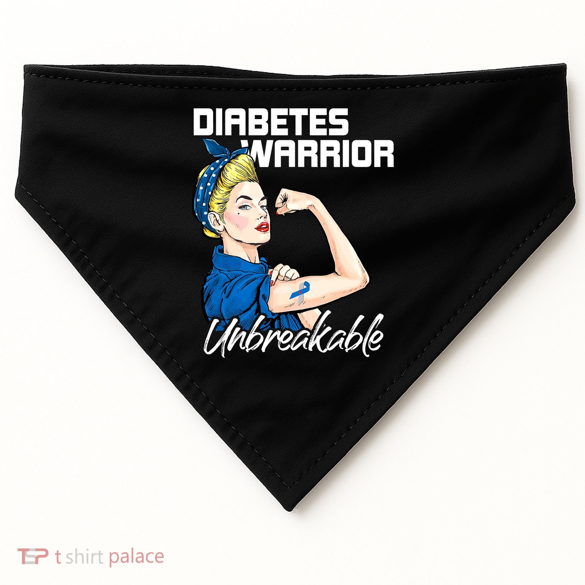 Diabetes Warrior Unbreakable Diabetes Awareness USA-Made Doggie Bandana