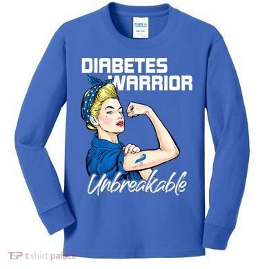 Diabetes Warrior Unbreakable Diabetes Awareness Kids Long Sleeve Shirt