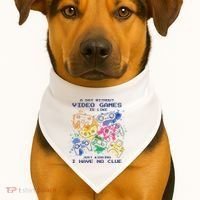 Day Without Video Games No Clue USA-Made Doggie Bandana thumb 1