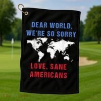 Dear World We Are So Sorry For Americans Golf Towel thumb 1