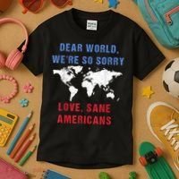 Dear World We Are So Sorry For Americans Kids T-Shirt thumb 3