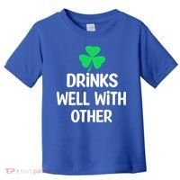 Drinks Well With Others Funny St Patricks Day Beer Drinking Toddler T-Shirt thumb 0
