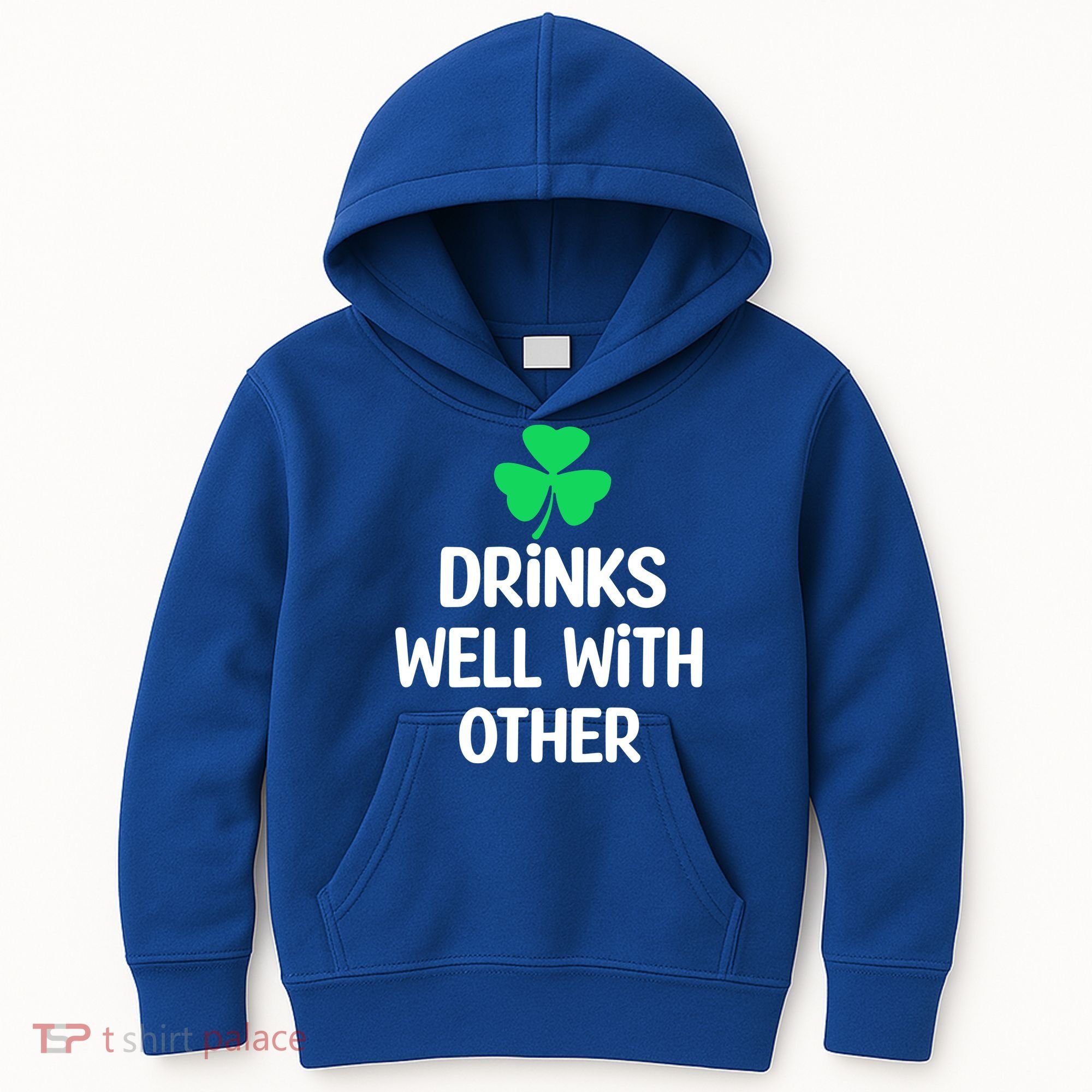 Drinks Well With Others Funny St Patricks Day Beer Drinking Kids Hoodie