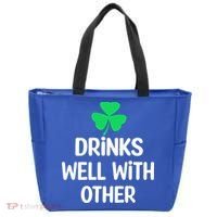 Drinks Well With Others Funny St Patricks Day Beer Drinking Tote Bag thumb 0