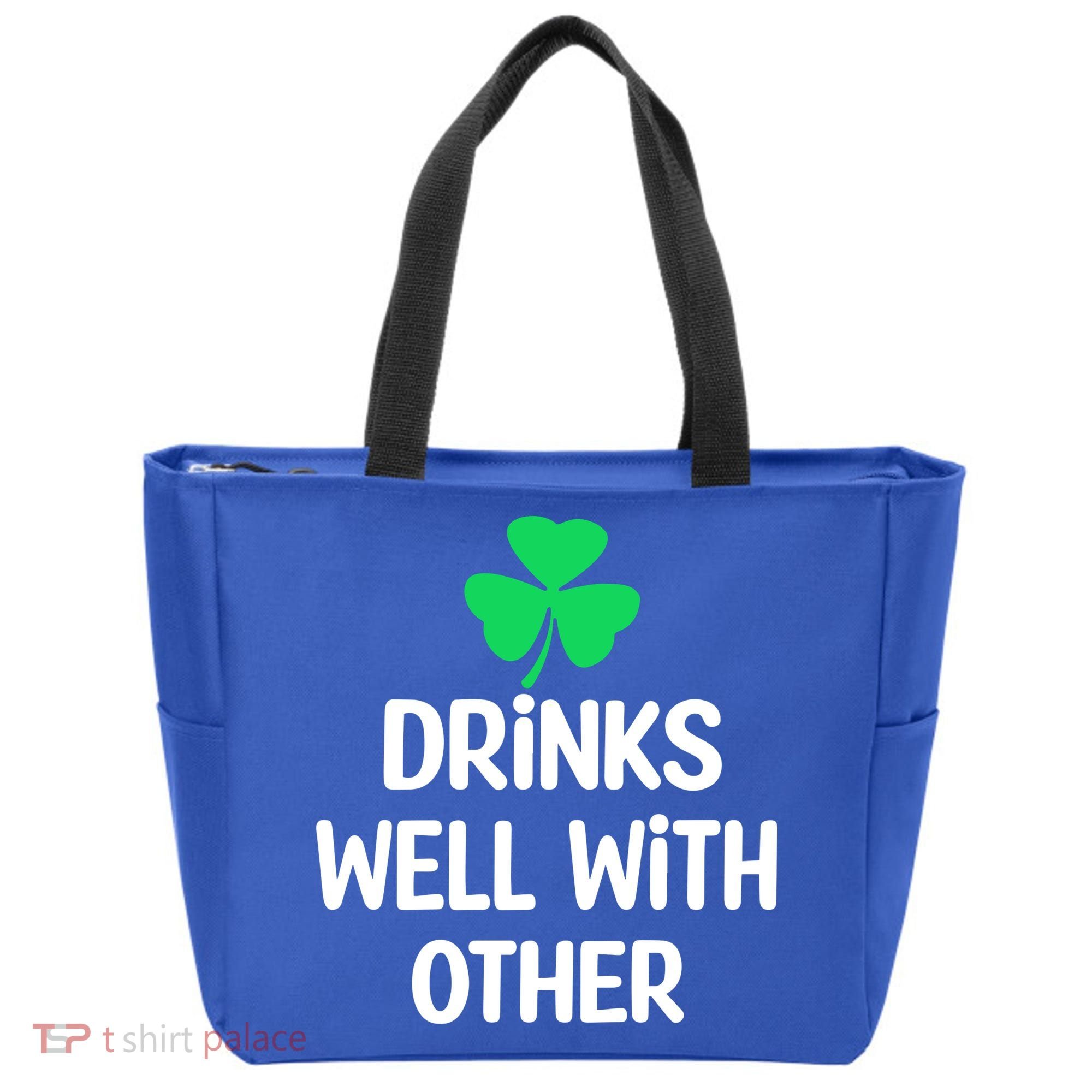 Drinks Well With Others Funny St Patricks Day Beer Drinking Tote Bag