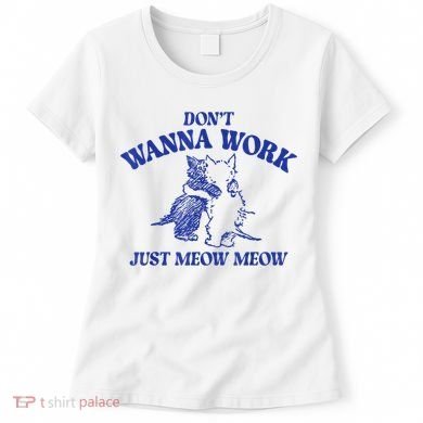 Don’T Wanna Work Just Meow Meow Couple Kitten Funny Gift Women's T-Shirt