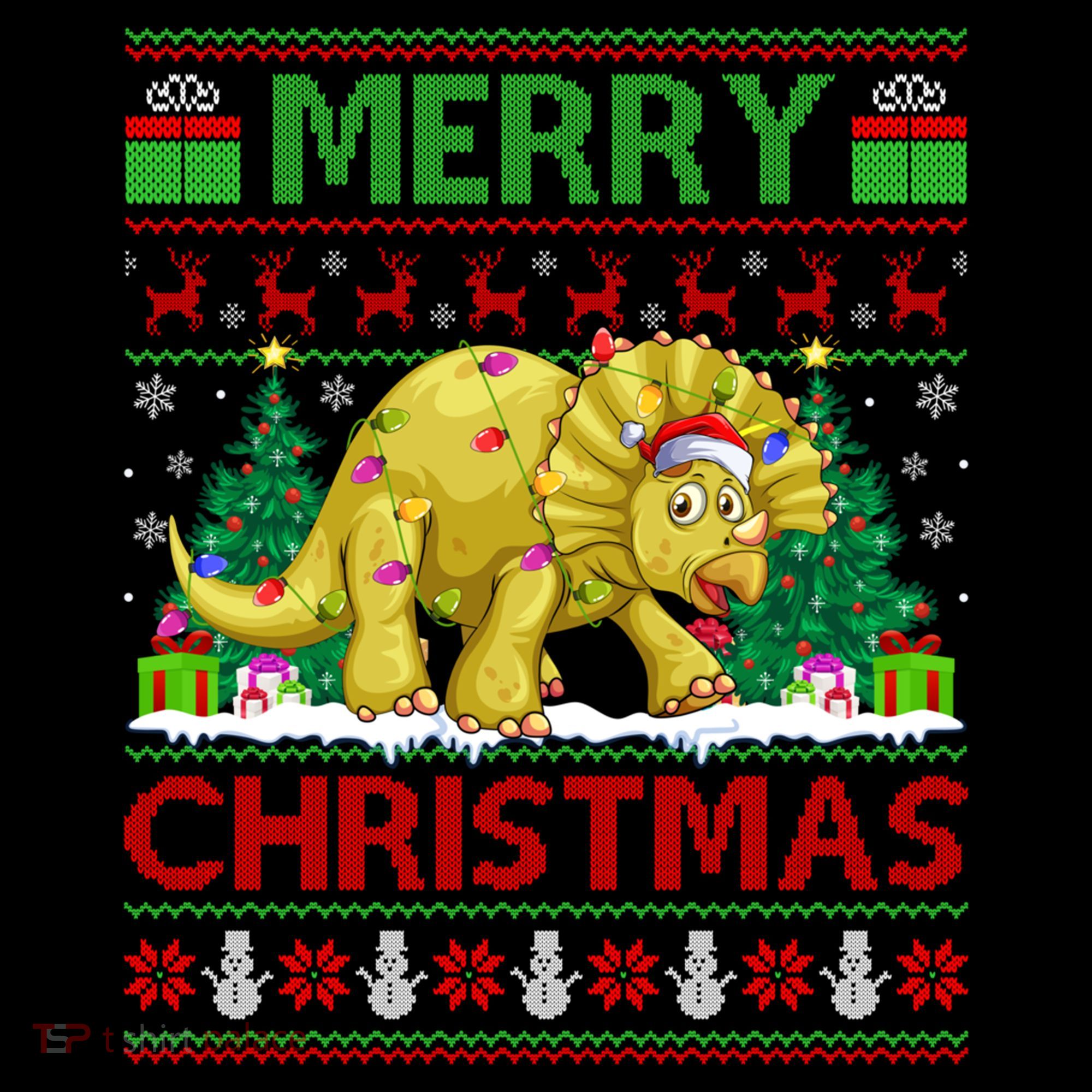 Dinosaur Xmas Lighting Santa Hat Ugly Triceratops Christmas Gift Coffee Mug