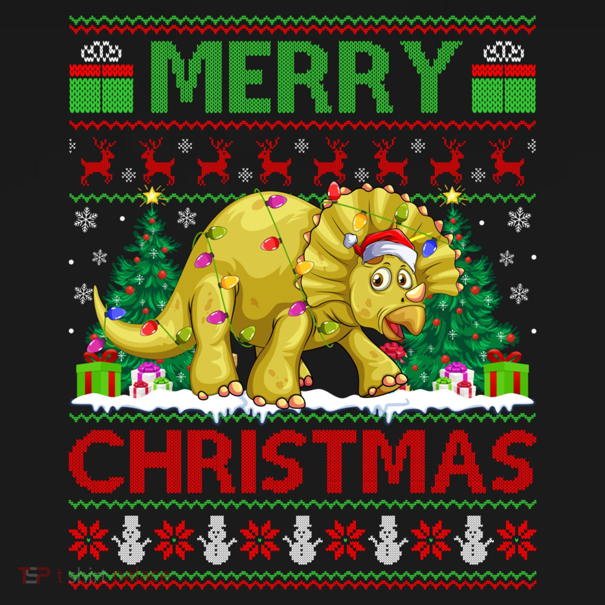 Dinosaur Xmas Lighting Santa Hat Ugly Triceratops Christmas Gift Women's Hoodie