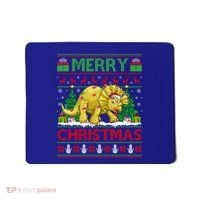 Dinosaur Xmas Lighting Santa Hat Ugly Triceratops Christmas Gift Mousepad thumb 0