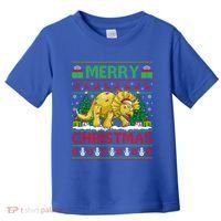 Dinosaur Xmas Lighting Santa Hat Ugly Triceratops Christmas Gift Toddler T-Shirt thumb 0