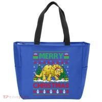 Dinosaur Xmas Lighting Santa Hat Ugly Triceratops Christmas Gift Tote Bag thumb 0