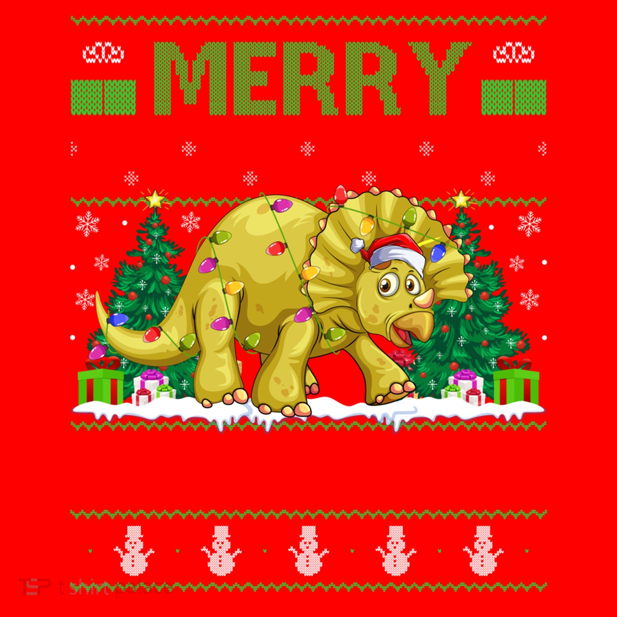 Dinosaur Xmas Lighting Santa Hat Ugly Triceratops Christmas Gift Santa Hat