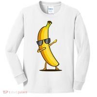 Dabbing Yellow Banana Dab Funny Dancing Fruit Kids Long Sleeve Shirt thumb 0