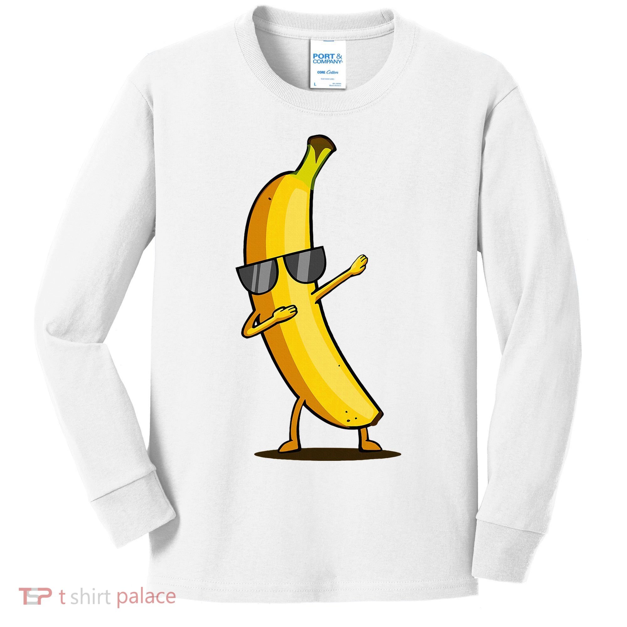 Dabbing Yellow Banana Dab Funny Dancing Fruit Kids Long Sleeve Shirt