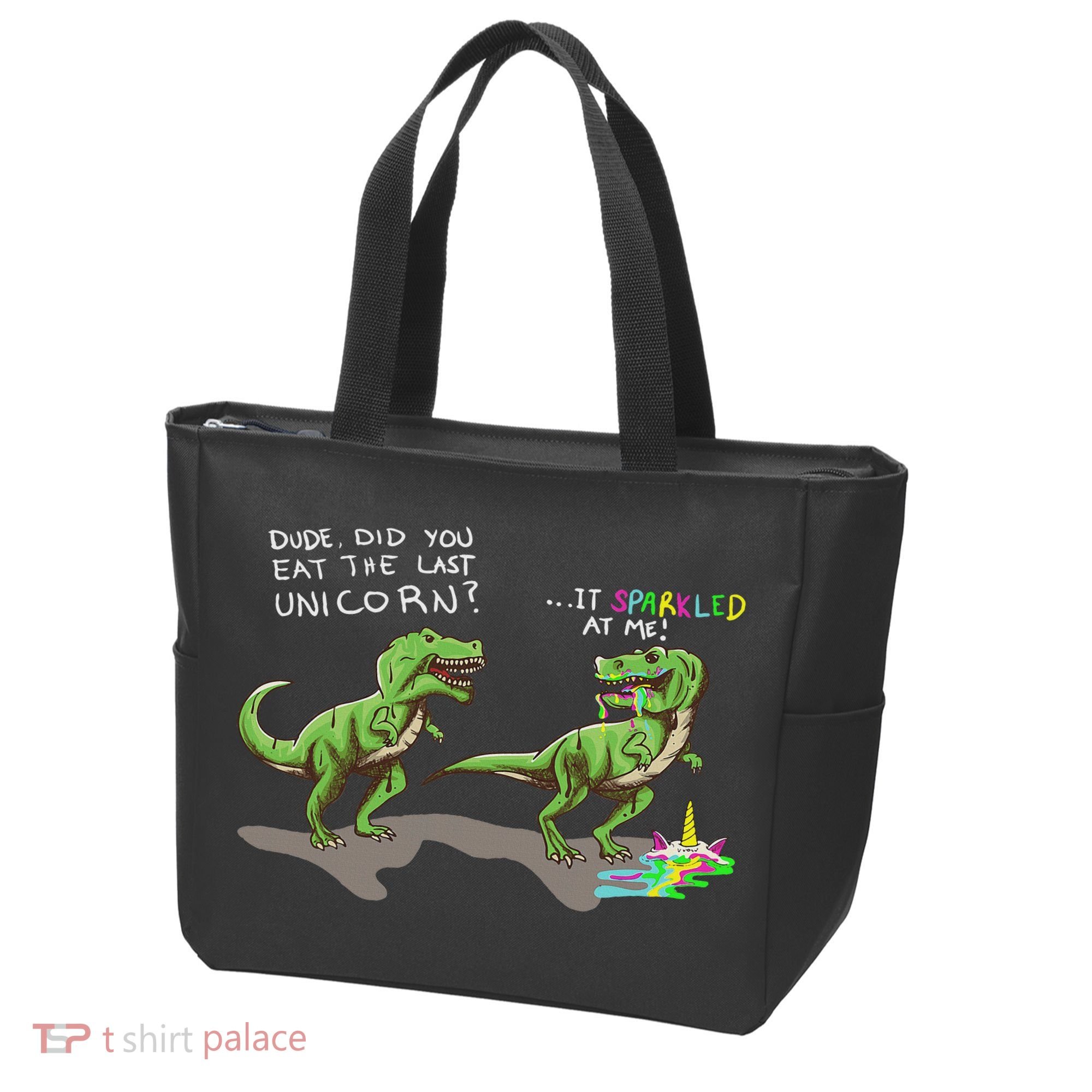 Did You Eat The Last Unicorn It Sparkled At Me! Dinosaur Tote Bag
