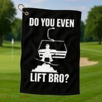 Do You Even Lift Bro Snowboard Snowboarding Funny Golf Towel thumb 1