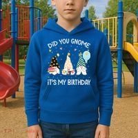 Did You Gnome Its My Birthday Funny Birthday Gnome Pun Kids Hoodie thumb 2