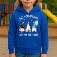 Did You Gnome Its My Birthday Funny Birthday Gnome Pun Kids Hoodie thumb 3