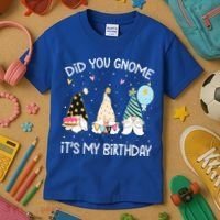 Did You Gnome Its My Birthday Funny Birthday Gnome Pun Kids T-Shirt thumb 3