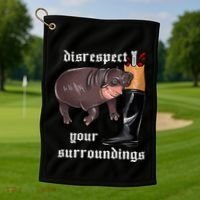 Disrespect Your Surroundings Moo Deng Golf Towel thumb 1