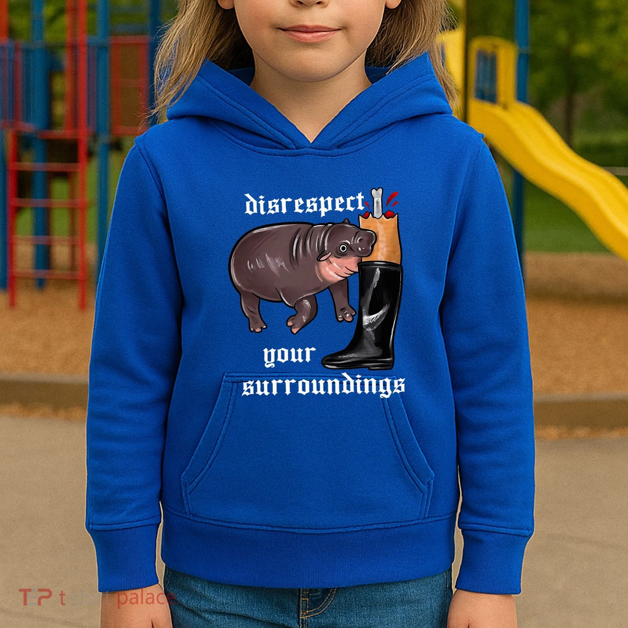 Disrespect Your Surroundings Moo Deng Kids Hoodie