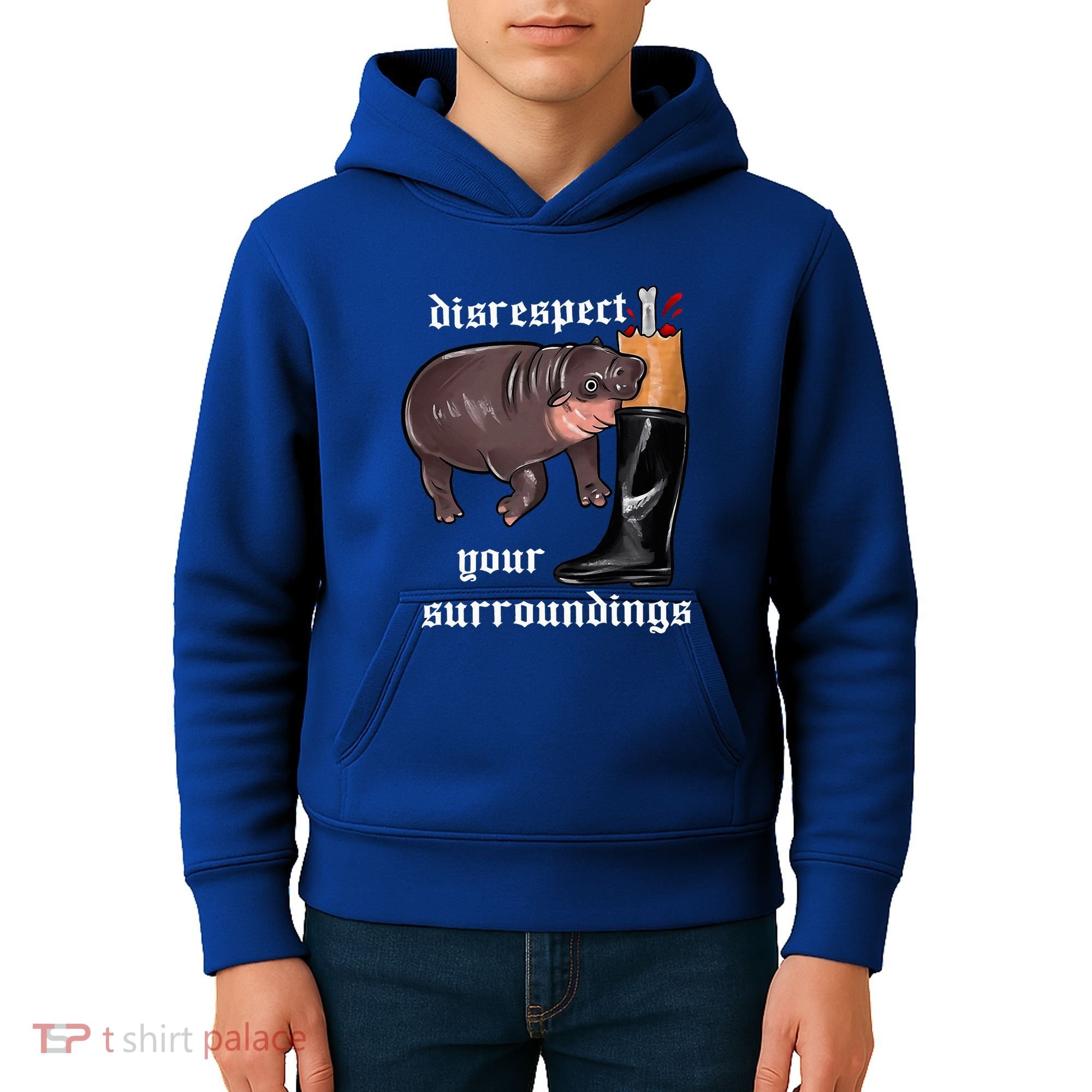 Disrespect Your Surroundings Moo Deng Kids Hoodie