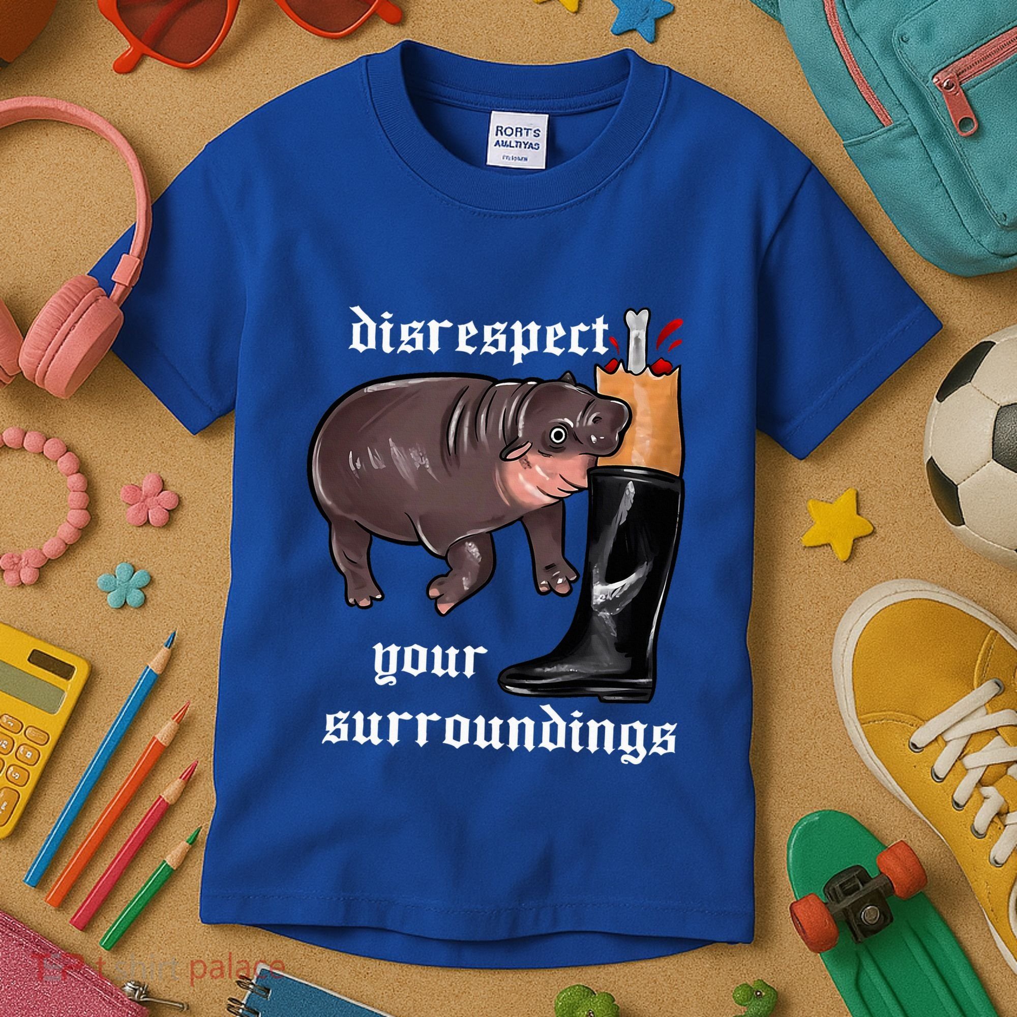 Disrespect Your Surroundings Moo Deng Kids T-Shirt