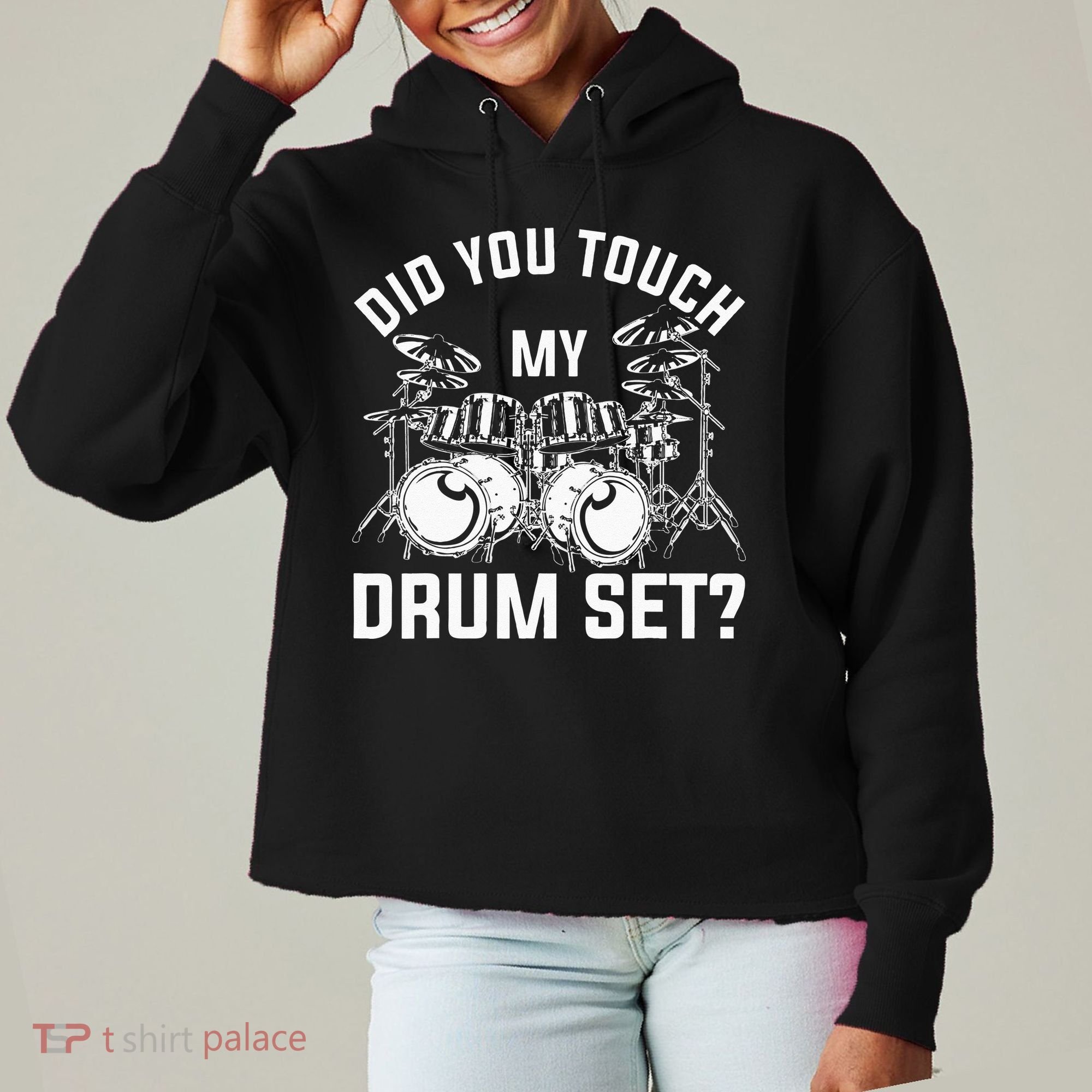 Did You Touch My Drum Set Funny Drummer Percussion Drums Ladies Heavyweight Boxy Pullover Hoodie