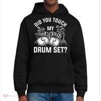 Did You Touch My Drum Set Funny Drummer Percussion Drums District V.I.T. Heavyweight Hoodie thumb 0
