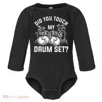 Did You Touch My Drum Set Funny Drummer Percussion Drums Baby Long Sleeve Bodysuit thumb 0