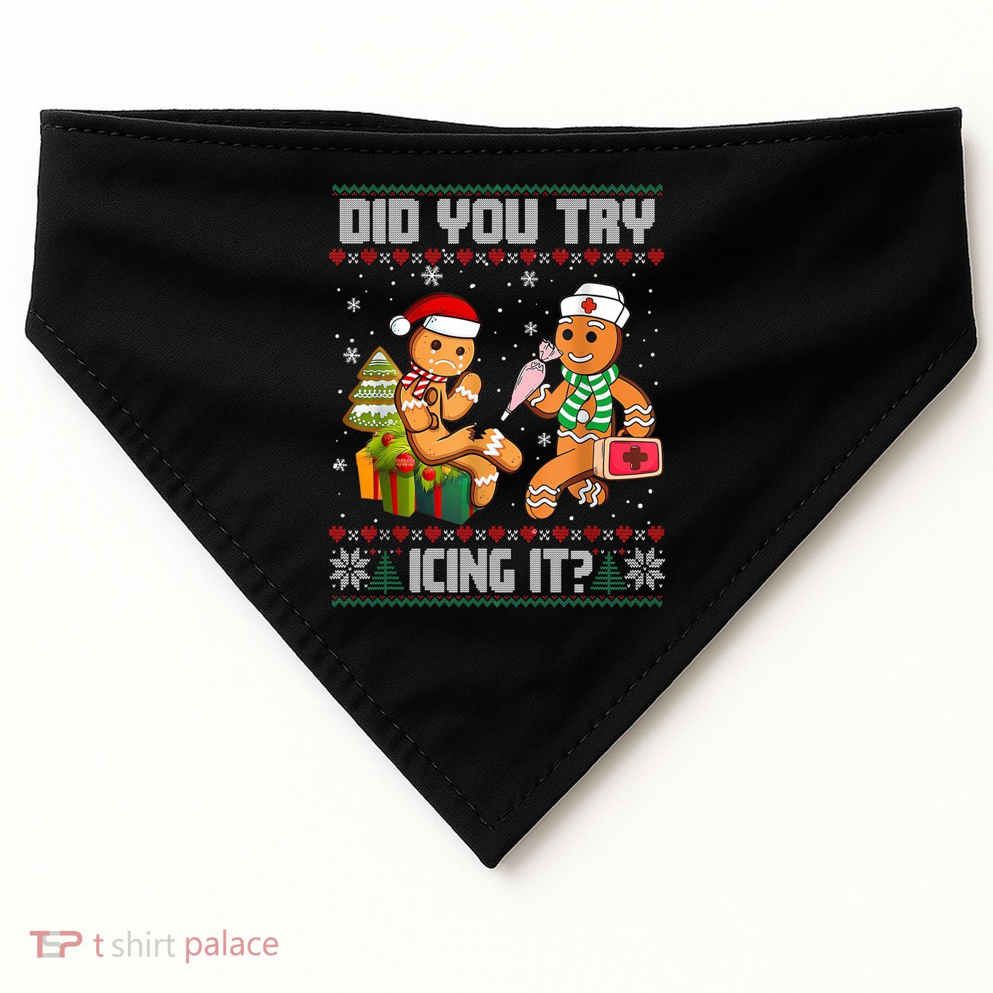 Did You Try Icing It Funny Gingerbread Christmas Holiday USA-Made Doggie Bandana