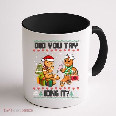 Did You Try Icing It Funny Gingerbread Christmas Holiday Coffee Mug back