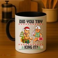 Did You Try Icing It Funny Gingerbread Christmas Holiday Coffee Mug thumb 4