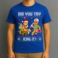Did You Try Icing It Funny Gingerbread Christmas Holiday T-Shirt thumb 3