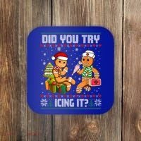 Did You Try Icing It Funny Gingerbread Christmas Holiday Coaster thumb 0