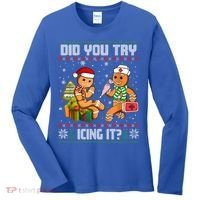 Did You Try Icing It Funny Gingerbread Christmas Holiday Women's Long Sleeve Shirt thumb 0