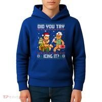 Did You Try Icing It Funny Gingerbread Christmas Holiday Kids Hoodie thumb 4