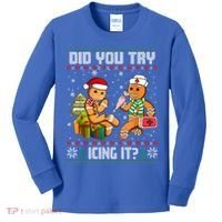 Did You Try Icing It Funny Gingerbread Christmas Holiday Kids Long Sleeve Shirt thumb 0