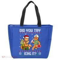Did You Try Icing It Funny Gingerbread Christmas Holiday Tote Bag thumb 0