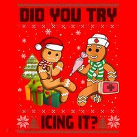 Did You Try Icing It Funny Gingerbread Christmas Holiday Santa Hat thumb 1